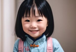 Маленькая китайская девочка улыбается